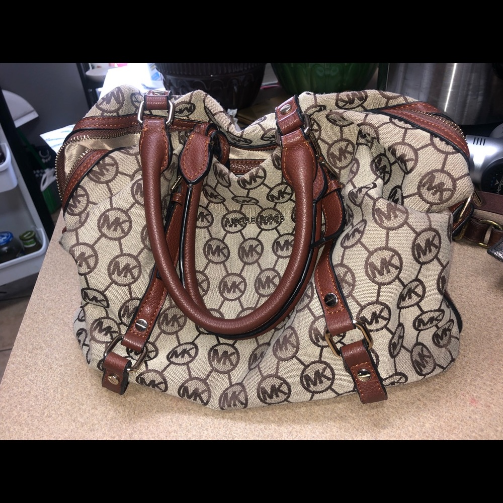 Michael Kors canvas purse and wallet bundle